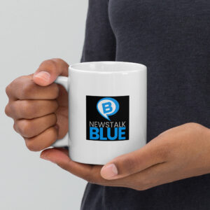 NewsTalk BLUE White glossy mug